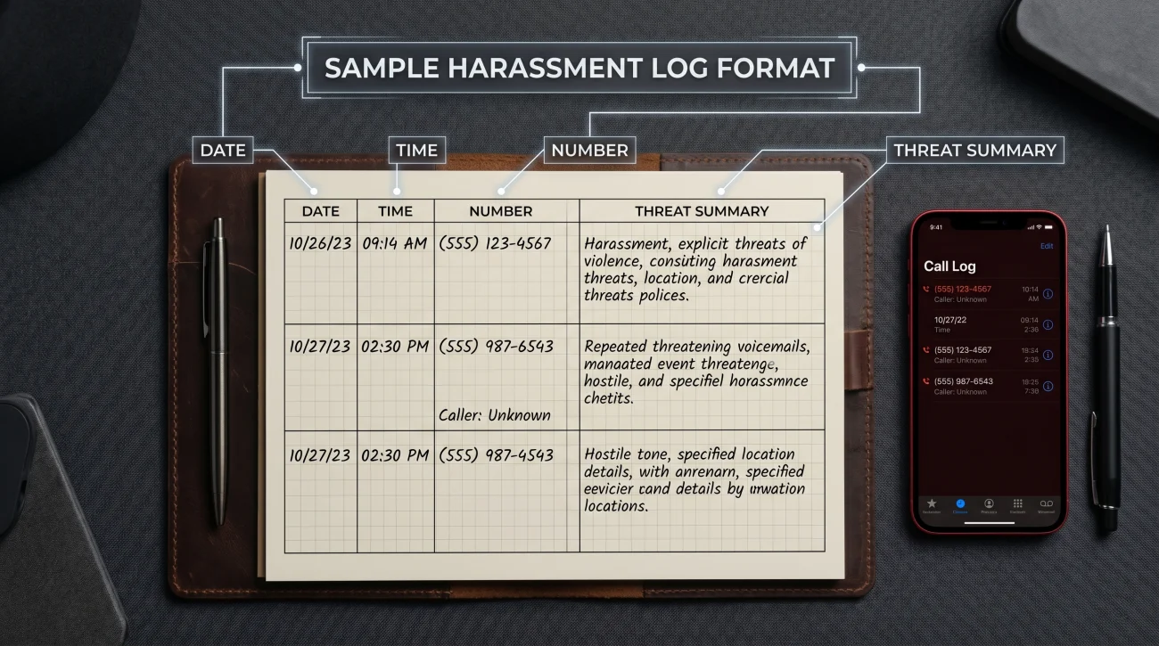 Call Harassment Log Format