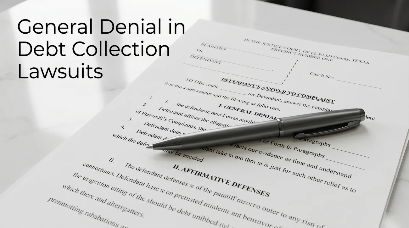 General Denial Debt Collection Lawsuit